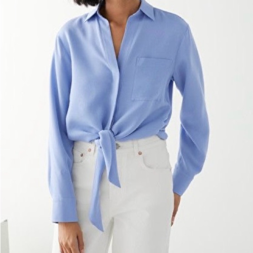 &other stories blue women button down shirt